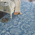 2' X 4' Blue Damask Power Loom Area Rug